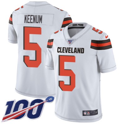 Nike Cleveland Browns #5 Case Keenum White Men's Stitched NFL 100th Season Vapor Untouchable Limited Jersey
